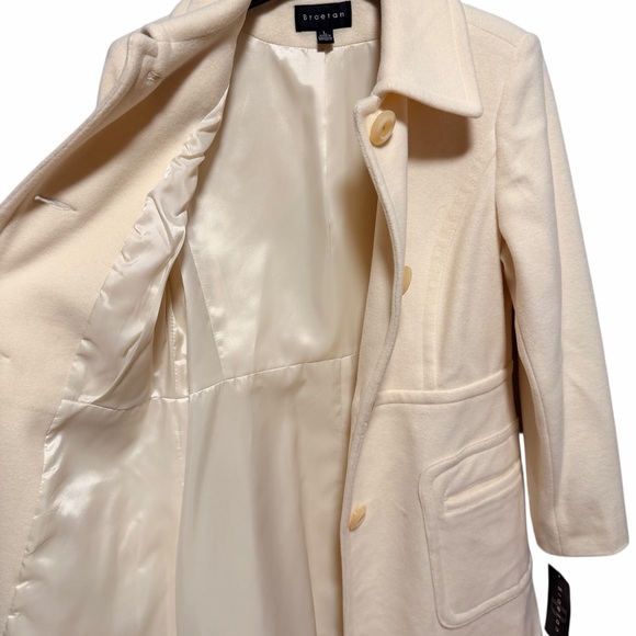 Braetan Cream Wool Blend Coat  – Classic Warm Winter Dress Coat L - Picture 6 of 10